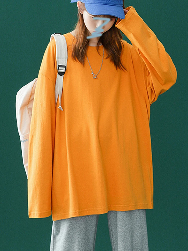 LEGIBLE 2025 Autumn Long Sleeve T-Shirt Women Basic Tee Shirt Oversize T Shirt Women Casual O-Neck Women Tshirt