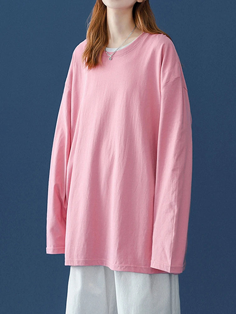 LEGIBLE 2025 Autumn Long Sleeve T-Shirt Women Basic Tee Shirt Oversize T Shirt Women Casual O-Neck Women Tshirt