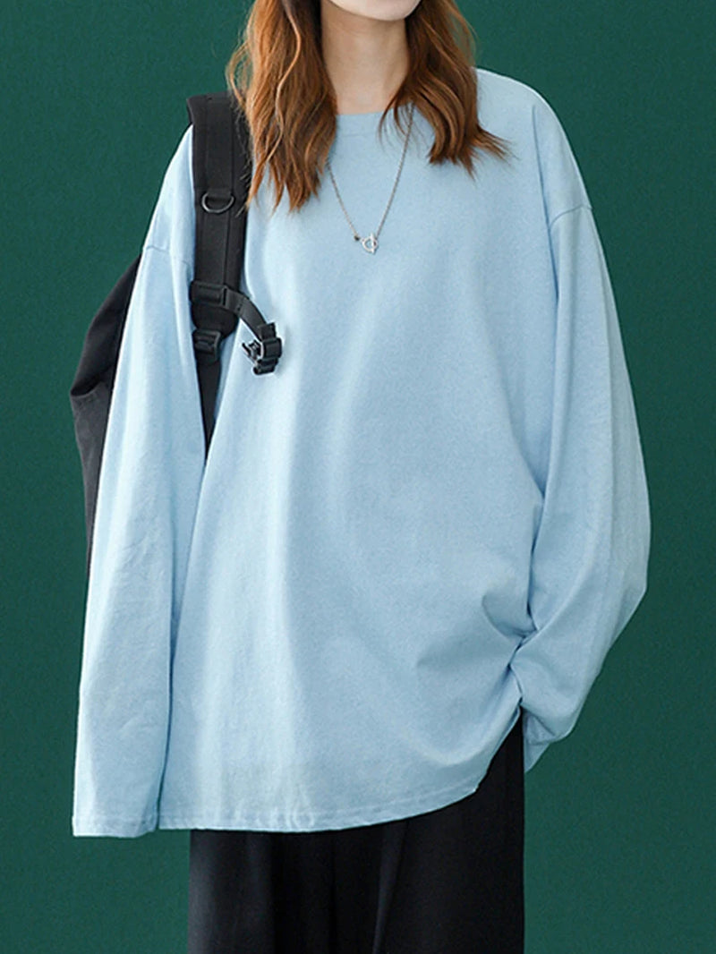 LEGIBLE 2025 Autumn Long Sleeve T-Shirt Women Basic Tee Shirt Oversize T Shirt Women Casual O-Neck Women Tshirt